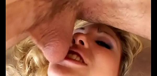  Blonde teen Aubrey Addams gets drilled by her half male sibling and a friend and takes big facial